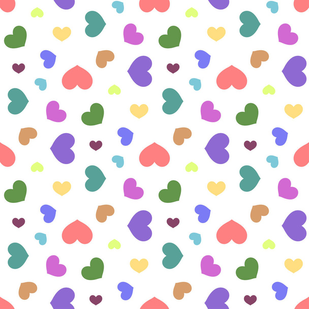 Colored hearts love seamless background pattern, Valentine day - Vector, afbeelding