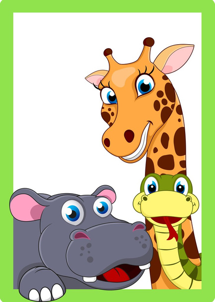 Zoo zvířat karikatura na rámu - Vektor, obrázek
