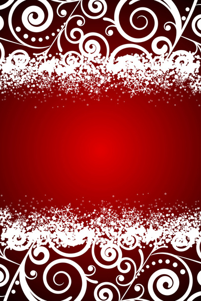 vektorové červené pozadí s bílou květinové dekorace a snowflak - Vektor, obrázek