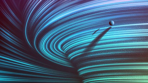 Вымышленная научно-фантастическая иллюстрация неизвестного гравитационного поля, вращающегося вокруг двух планет
. - Вектор,изображение