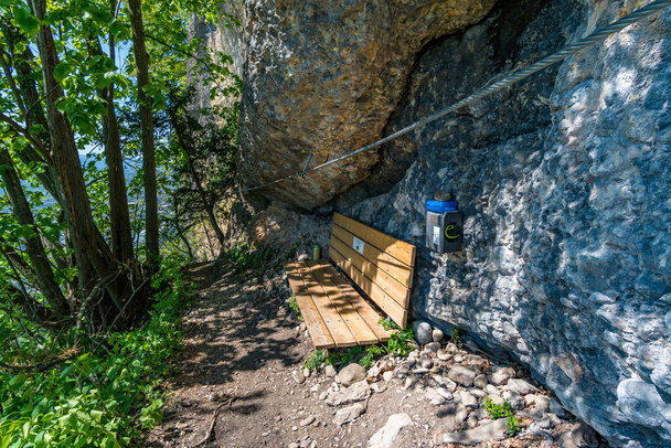 Besteigung des Klettersteigs Kanzele in Bregenz am Bodensee - Foto, Bild