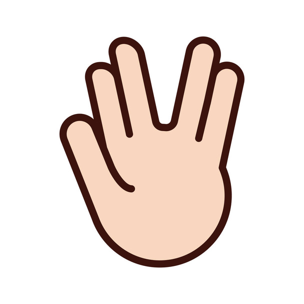 línea de señal de cinco manos y estilo de relleno
 - Vector, Imagen