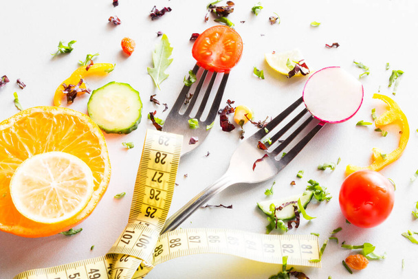 vegetables on a fork concept diet, fat burning, healthy lifestyle - Zdjęcie, obraz