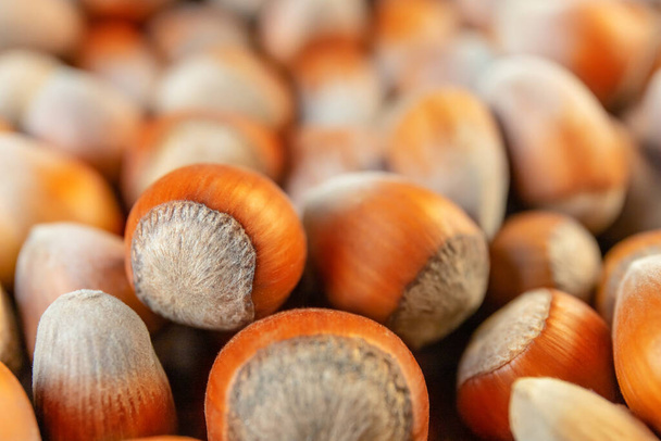 close-up of a heap of hazelnuts, macro - Photo, Image