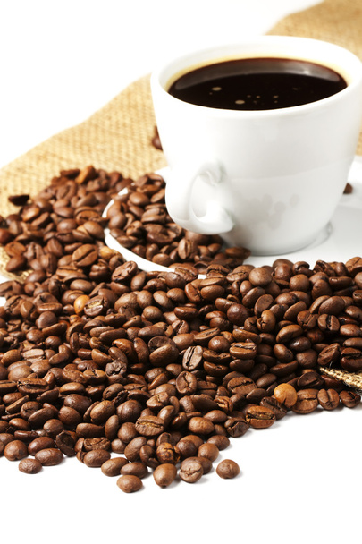 Кава в чашці кави і джуту
 - Фото, зображення
