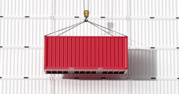 Red container rising with white background,3d rendering. - Video