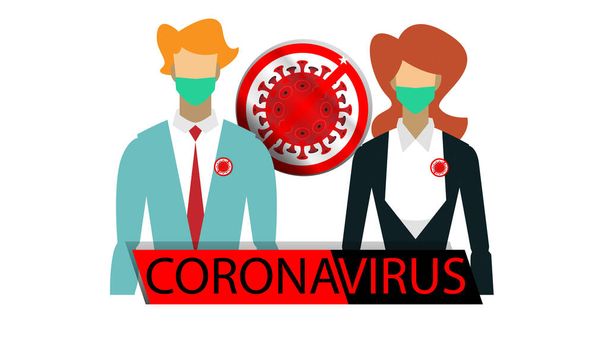 coronavirus illusztráció lapos. Az emberek maszkot viselnek. antibakteriális vírus - Vektor, kép