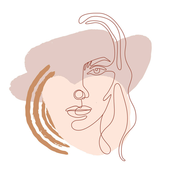 Continuous line vector drawing. Face silhouette. Abstract portrait. - Vector, Image