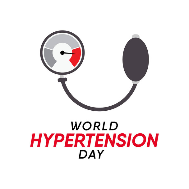 Dünya Hipertansiyon Günü temalı vektör illüstrasyonu her yıl 17 Mayıs 'ta gözlemlenir. Aynı zamanda yüksek tansiyon olarak da bilinir (Hbp.) - Vektör, Görsel