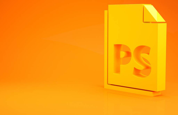Žlutá P Ikona dokumentu souboru izolovaná na oranžovém pozadí. Minimalismus. 3D ilustrace 3D vykreslení - Fotografie, Obrázek