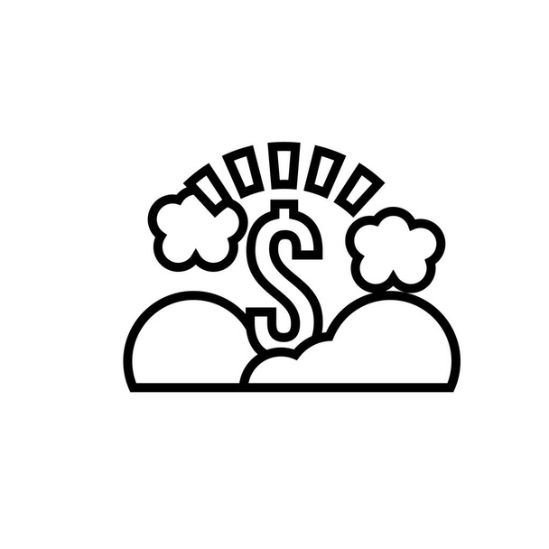 money dollar symbol with clouds line style - Διάνυσμα, εικόνα