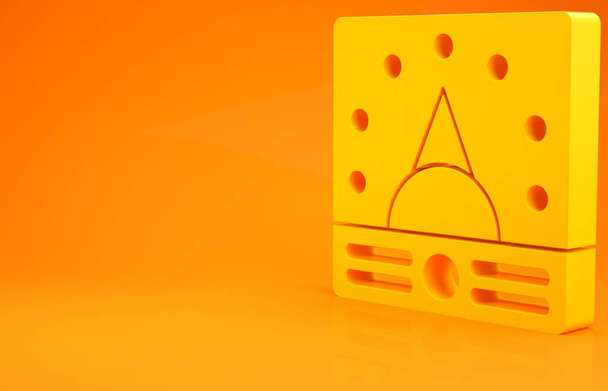 Amperímetro amarelo, multímetro, ícone voltímetro isolado no fundo laranja. Instrumentos para medição de corrente elétrica. Conceito de minimalismo. 3D ilustração 3D render
 - Foto, Imagem