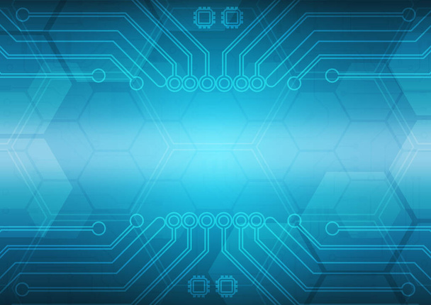 hexagon technologie zázemí s soft circuit board hi-tech digitální datový systém a počítačové elektronické desing - Vektor, obrázek