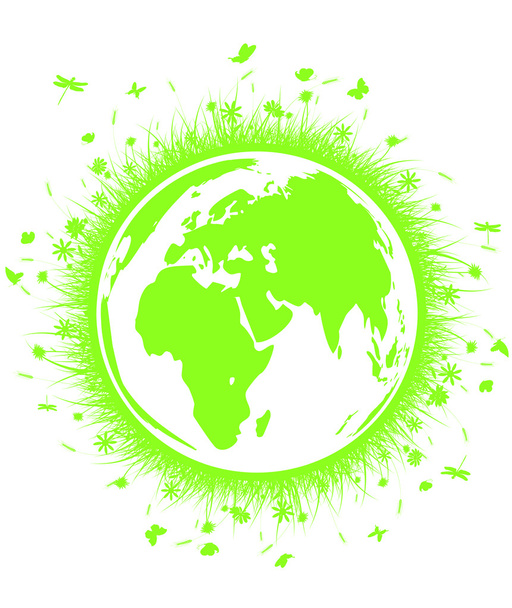Green globe earth with grass - Vector, Image