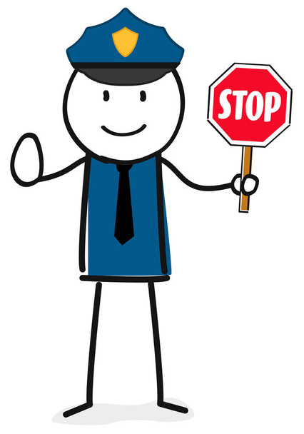 police officer with stop sign - Vector, Image