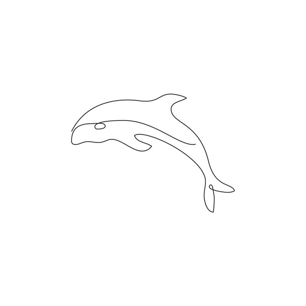 Line style dolfijn vector illustratie- continue lijn tekening - Vector, afbeelding