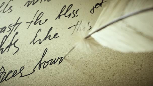 Mürekkep kalemi eski kağıda şiir yazar - Video, Çekim