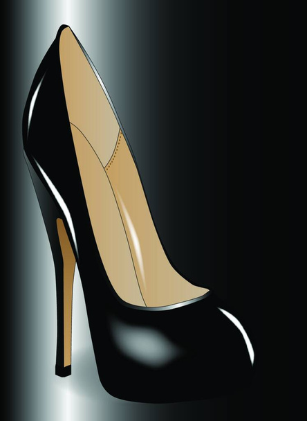 A tall black stiletto heal shoe - Wektor, obraz