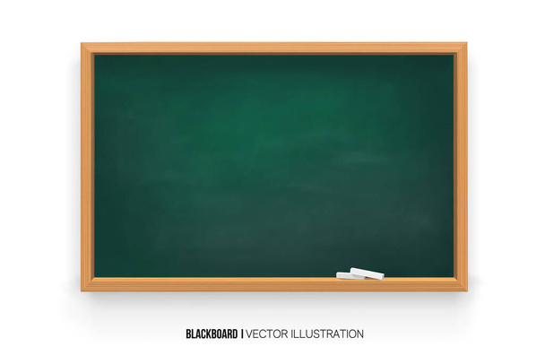 Karton 3d. Realistická zelená tabule v dřevěném rámu izolované na bílém pozadí.křída na tabuli. Pozadí pro školní nebo restaurační design, menu.vector - Vektor, obrázek