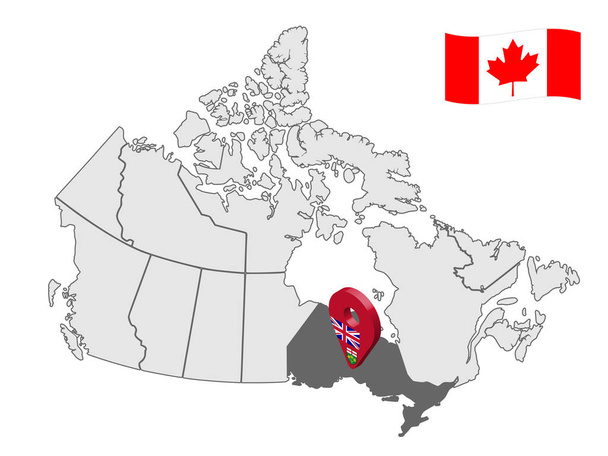 Местонахождение Онтарио на карте Канада. Третий знак местоположения Онтарио. Флаг провинции Онтарио. Карта качества Канады. Вектор запасов. S10
. - Вектор,изображение