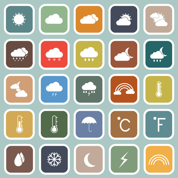 Wetter flache Symbole auf blauem Hintergrund - Vektor, Bild