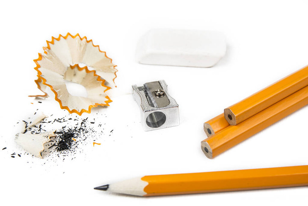 Kalem talaşlı kalem ve silgiyle keskinleştirici - Fotoğraf, Görsel