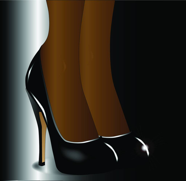 A pair of ladies legs in steletto heal shoes - Vector, imagen