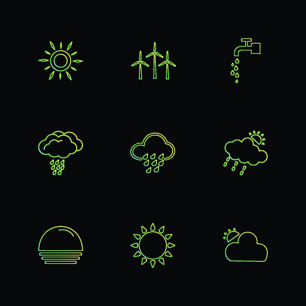 vector icons on black background - ベクター画像