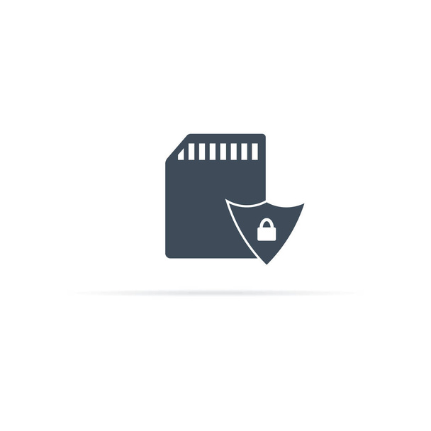 icono vectorial de la tarjeta de memoria micro con protección
 - Vector, Imagen