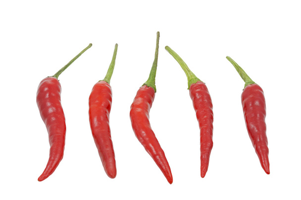 Group of red hot chilies isolated on white background - Fotó, kép