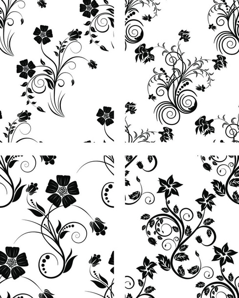 Seamless vector floral pattern. For easy making seamless pattern just drag all group into swatches bar, and use it for filling any contours. - Vektör, Görsel