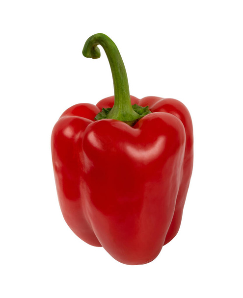 Paprika oder roter Paprika isoliert auf weißem Hintergrund mit Schnittpfad. Paprika oder bulgarischer Pfeffer aus nächster Nähe - Foto, Bild