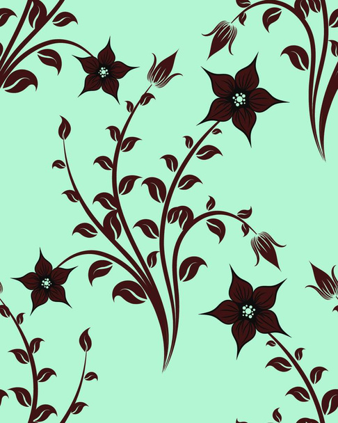 Seamless vector floral background. For easy making seamless pattern just drag all group into swatches bar, and use it for filling any contours. - Vektör, Görsel