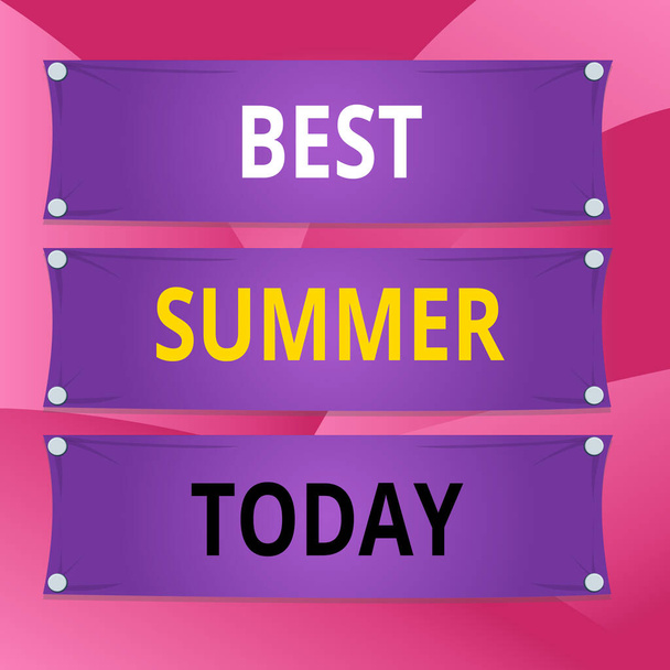 Handwriting text writing Best Summer. Concept meaning weather is warmer and many students get a break from school Wooden panel attached nail colorful background rectangle lumber plank wood. - Φωτογραφία, εικόνα
