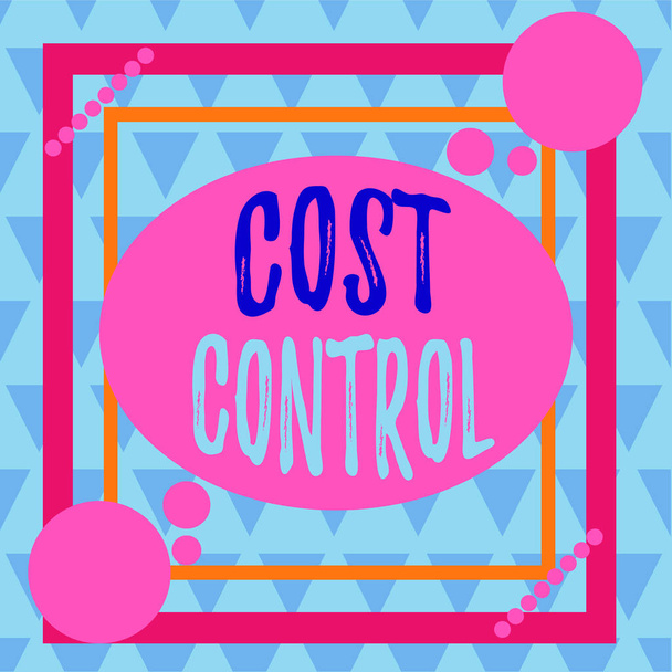 Conceptual hand writing showing Cost Control. Business photo text practice of identifying and reducing business expenses Asymmetrical format pattern object outline multicolor design. - Zdjęcie, obraz