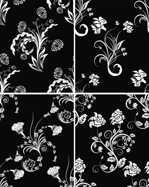 Set of seamless vector floral backgrounds. For easy making seamless pattern just drag one of four group into swatches bar, and use it for filling any contours. - ベクター画像