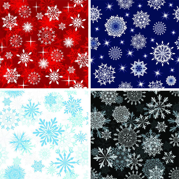 Seamless snowflakes backgrounds set  for winter and christmas theme - Vetor, Imagem