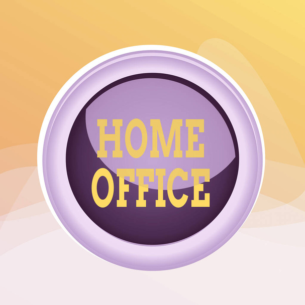 Writing note showing Home Office. Business photo showcasing space designated in a demonstrating s is residence for official business Colored sphere switch center background middle round shaped. - Photo, Image