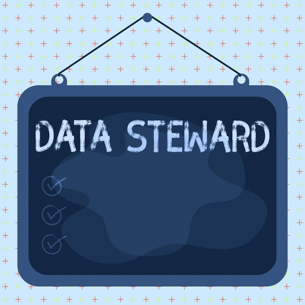 Word writing text Data Steward. Business concept for responsible for utilizing an organization s is data governance Asymmetrical uneven shaped format pattern object outline multicolour design. - Photo, Image