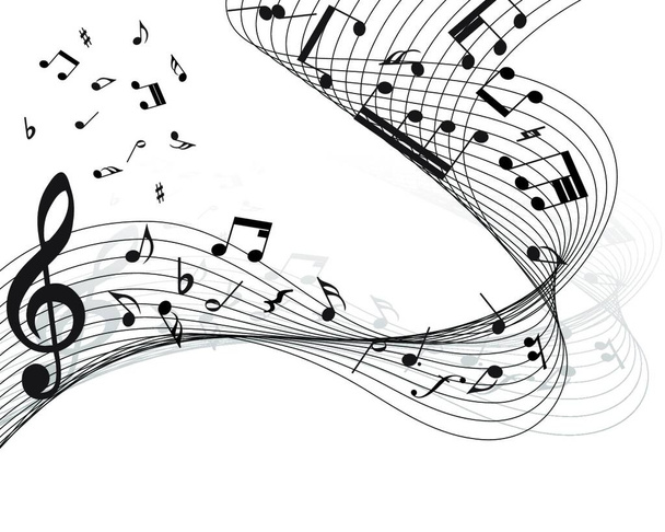 Vector musical notes staff background for design use - Вектор,изображение