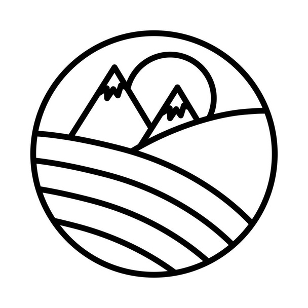 Kar dağları manzara çizgisi simgesi - Vektör, Görsel