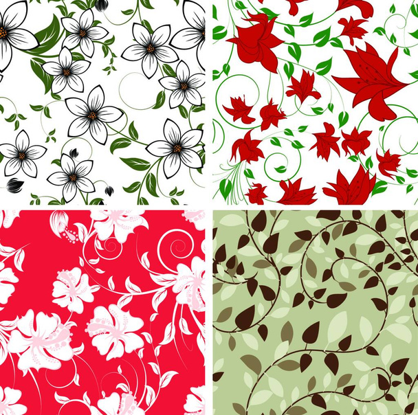Seamless vector floral pattern. For easy making seamless pattern just drag all group into swatches bar, and use it for filling any contours. - Vecteur, image