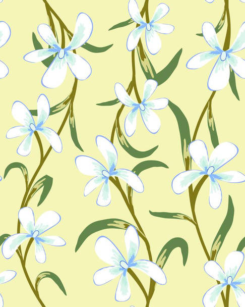 Seamless vector floral pattern. For easy making seamless pattern just drag all group into swatches bar, and use it for filling any contours. - Wektor, obraz