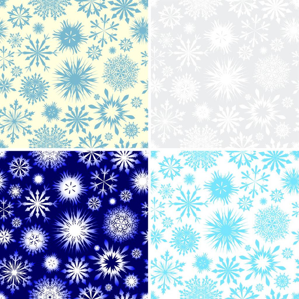 Set of seamless snowflake patterns in different color. Fully editable EPS 8 vector illustration. - Вектор,изображение