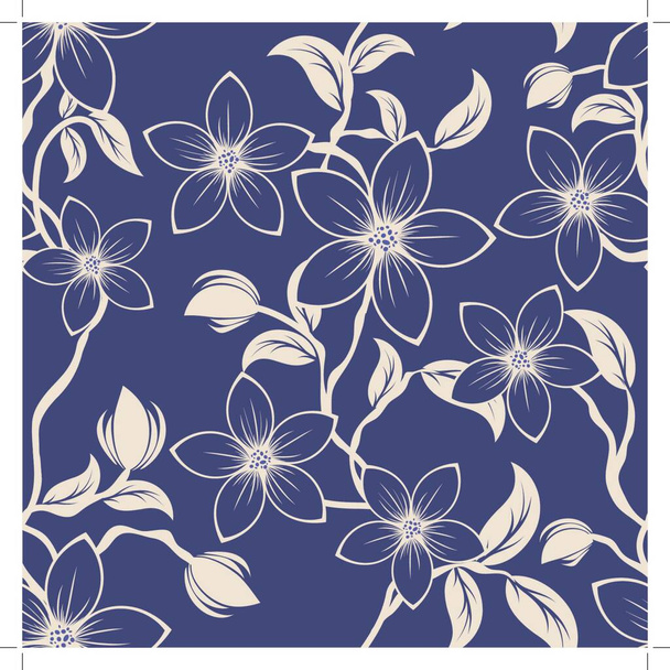 Seamless vector floral pattern. For easy making seamless pattern just drag all group into swatches bar, and use it for filling any contours. - Vector, afbeelding