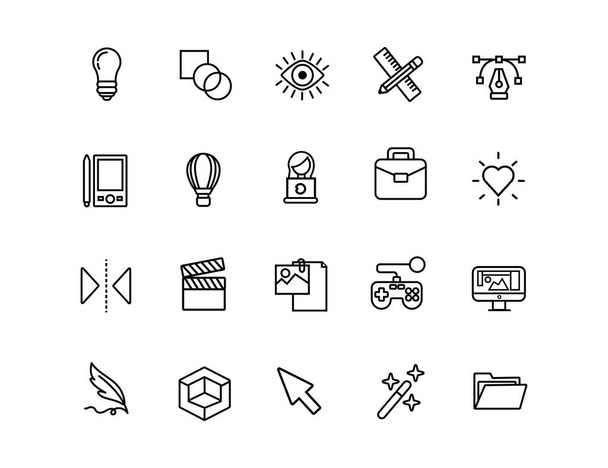 bundle of designer set icons - Διάνυσμα, εικόνα