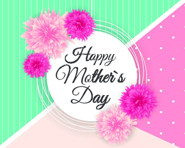 Happy Mother`s Day Cute Background with Flowers. Vector Illustration EPS10. - Vektor, Bild