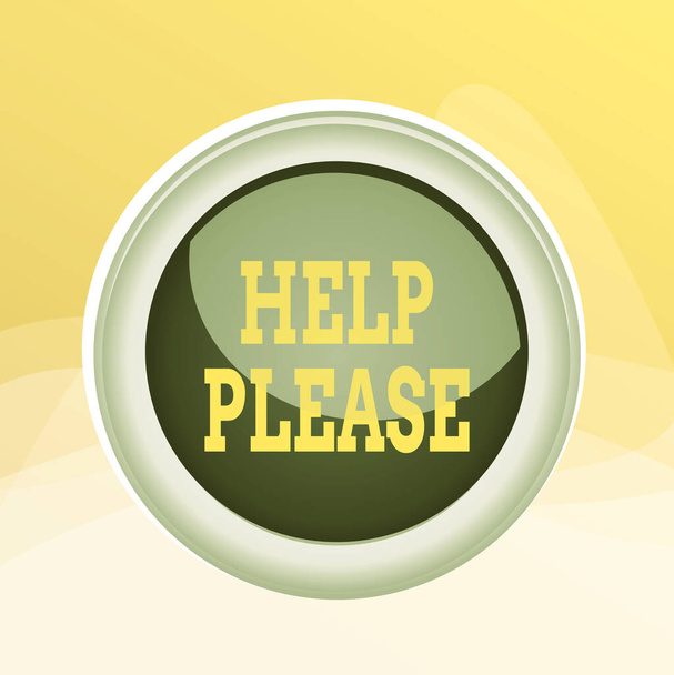 Writing note showing Help Please. Business photo showcasing used to make a request or demand for someone for assistance Colored sphere switch center background middle round shaped. - Foto, Bild