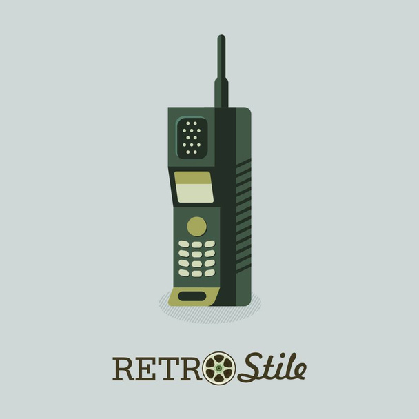 The radiotelephone. An outdated model. Handset. Vector illustration. Isolated on a light background. - Вектор,изображение
