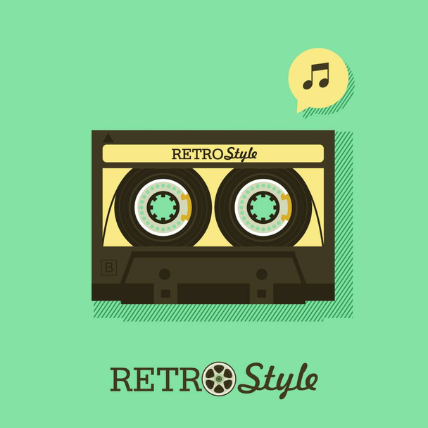 Cassette tape. Vector illustration in retro style. Vintage logo. - Vector, Image